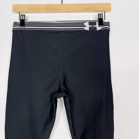 Under Armour Womens Medium M Black White Geometric Print Colorblock Leggings - Picture 7 of 14